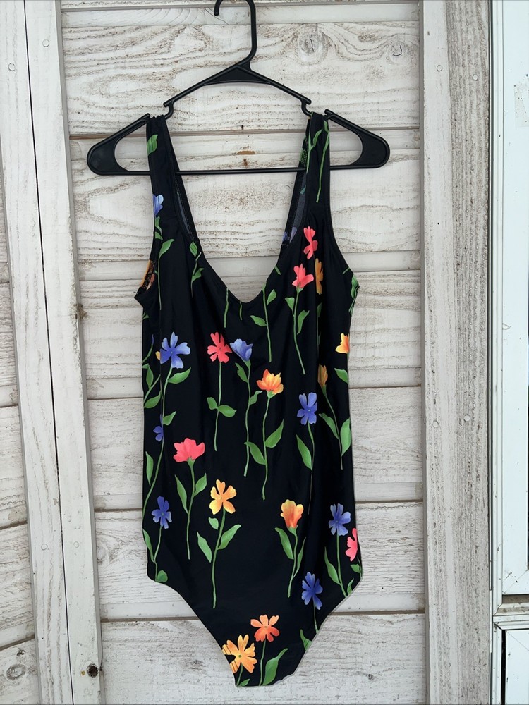 Vtg 90’s Christina Women’s Plus 22W Neon One Piece Swimsuit Black