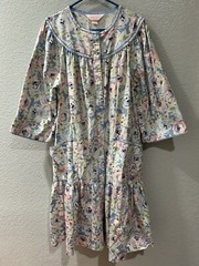 Vtg Carriage Court Nightgown L (16/18) Pink Floral Pockets Patio Wear Grannycore