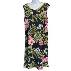 VTG Puanani RJC Dress Tropical Floral Hibiscus Hawaiian Luau Resortwear XL W1250
