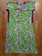 Vintage Custom Mrs Roper Purple Red Floral Lounge Mu Mu Midi House Dress MED