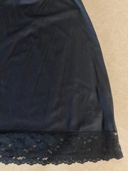 Vintage Full Ink Black Slip Satin and Lace by Susan Wells Size 36 Average (C37L)