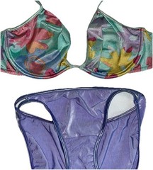 Vtg Victorias Secret Bra Y2K Unlined Pop Floral Purple Vanity Fair Panty 6 M 36D