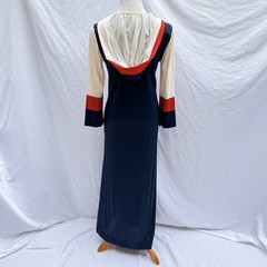 Vtg 70s LeVoys Red White Blue Lounge Dress Zip Hood USA Sporty Glam Chevron RARE