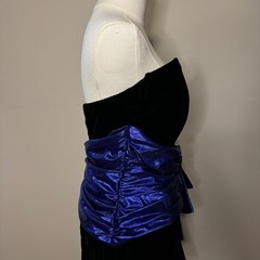 VINTAGE 80s Jessica McClintock Gunne Sax Velvet Metallic Strapless Dress SZ 11