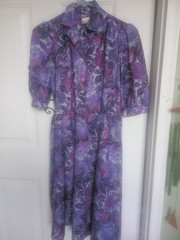 California looks vintage purple floral dress pre-owned sz 8