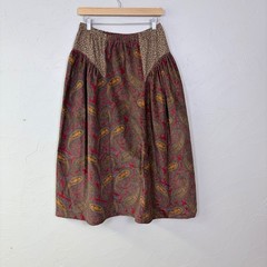 Vintage Handmade Corduroy Midi Skirt Women Size Large Paisley Leopard Print Boho