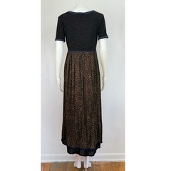 Vintage Carole Little Leopard Print Midi Dress Size Small 4 Black Ribbed Knit