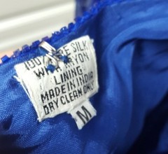 VTG Swee Lo Silk Bead Sequin Blue 100% Silk Cocktail Evening Dress Medium 80s
