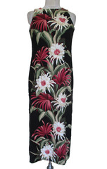 Vtg Liberty House Hawaiian Maxi Dress 60s Barkcloth Floral Print Sleeveless