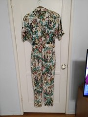 Vintage Hawaiian Print Tropical Jumpsuit Carol Anderson 80’s 90’s Multocolor