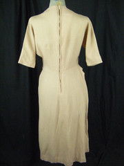 A MINX MODES JR Vtg 50s Pale Pink Wool Rhinestones Dress-Bust 34/2XS-XS,AS-IS