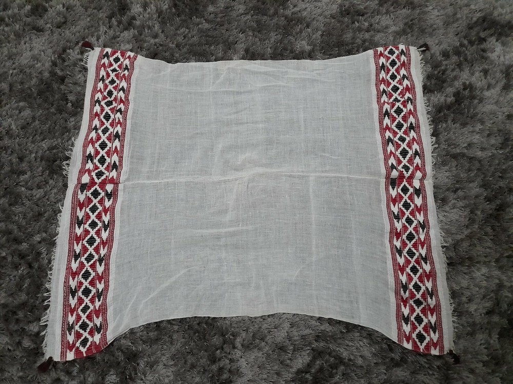 OLD VINTAGE HANDCRAFTED TRADITIONAL FOLK HEAD SCARF COTTON LOOM COLORED 1950