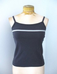 Vtg 90s Y2K Aeropostale navy 100% cotton tank top ice blue stripe ribbon strap M