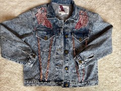Vintage Gitano Acid Wash Jacket Size S/M Embossed Sequin 80s Womens