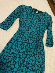 Vintage Petite Lanz 80’s Black Green Floral Dress Cottagecore Size 2 Open Back
