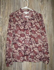 Queen Casuals Womens Shirt Size 14 Long Slv Button Down Floral Vtg Fairy Grunge