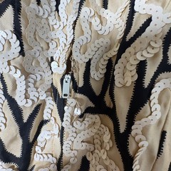 ​VTG 1960s Wool Sheath Dress Branch Design Ivory Swirl Sequins Cocktail Saks? S