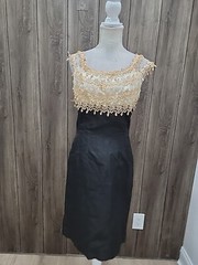 Vintage 1930-40s Cocktail BLACK DRESS With IVORY LACE/As Is _See Pictures
