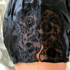 Vtg. Silk Tap Panty Lounge Wear Lingerie Shorts Black Floral Lace Panties Size M