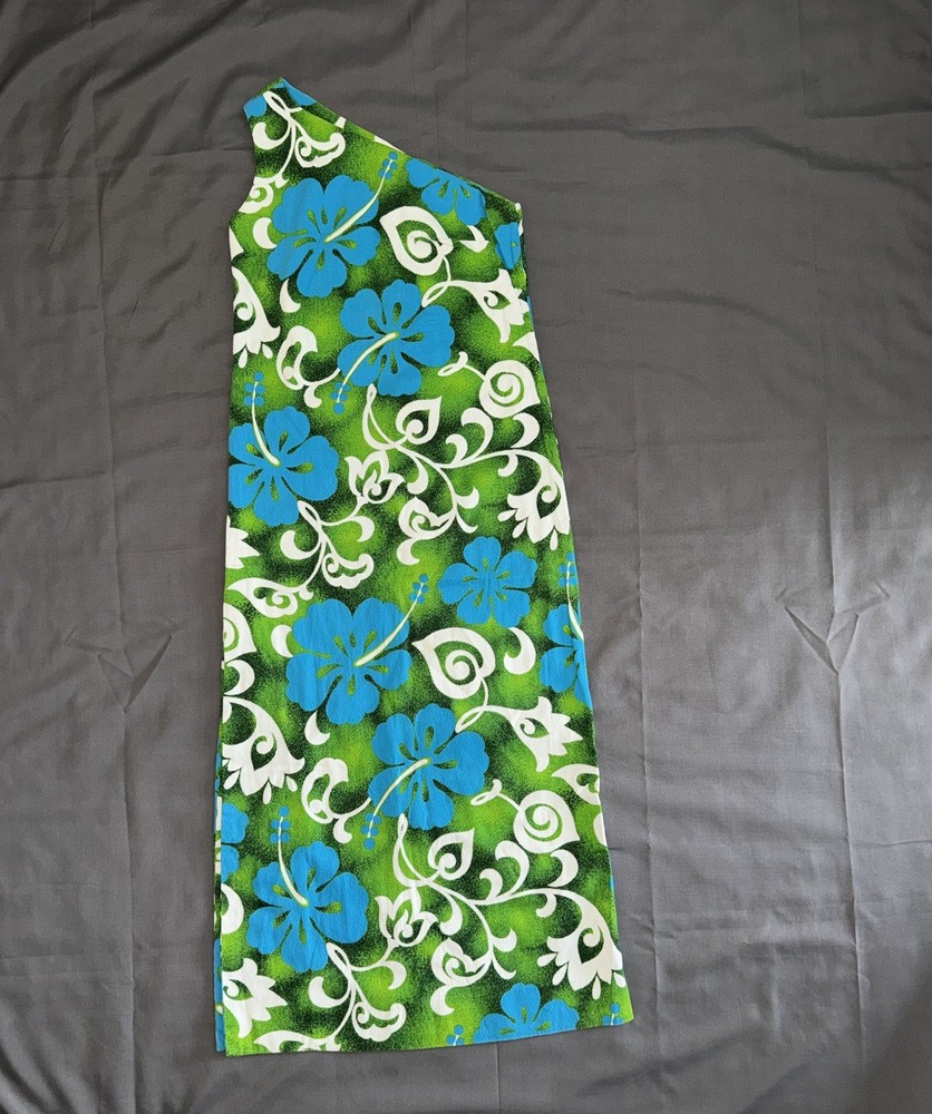 Vogue Paris Original Vintage Hawaiian Handmade One Shoulder Dress Designer