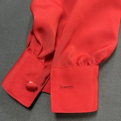 Vintage Yves St. Clair Petites 12P Red Pintuck Embroidered Blouse Shoulder Pads