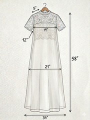 VTG 1960s Ivory Wedding Dress Lace Yoke Sheath Column Bridal Gown Slender M 6-8