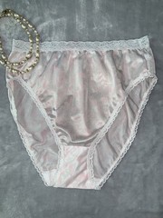Vtg VANITY FAIR NYLON Panties 8 Hi-cut Bikini Panties Unique White / Pink