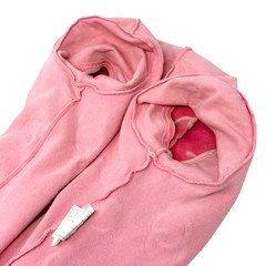 CHANEL Vintage 96A CC Logo Snap Button Velour Shirt Top #40 Pink Cotton