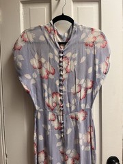 Vintage 1940s Dress 40s Purple Floral Button Front Dress