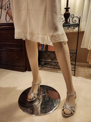 Vintage 1940s Deena 8 Gore Off White Lacy Full Dress Slip Nightgown Sz 36