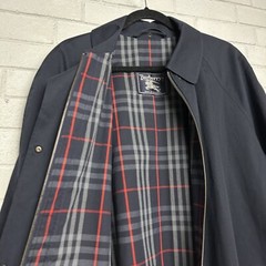 BURBERRYS London Vintage Nova Check Blue Trench Coat Size 16L VTG ***Flaws***