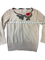 VNTG Anthropologie Karen Nicol Sweater Cashmere Blend, Beige Metallic SZ Medium