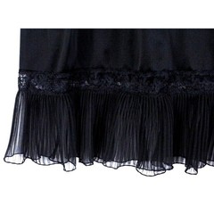 Vintage Half Slip Vanity Fair Black Nylon Tricot Sz 5 S Lace Crystal Pleated Hem
