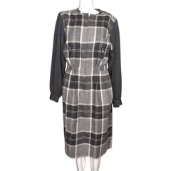 VALENTINO Dress, 42, Grey Plaid, Long sleeve, Zipper Front, VINTAGE, Miss V