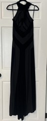 Vintage Velvet Maxi Dress Women 8 Black Halter Stripe Goth Vampy HOCO Prom