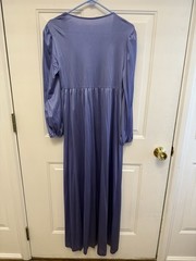 Vtg 70s Kayser Periwinkle Purple Maxi Lingerie Gown Smock Detail Size L