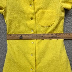 60’s Leisure Pant Set Womens S Yellow Geometric Textured Dacron Polyester 70’s