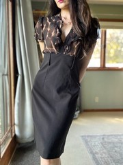 Y2K Vintage Dress Leopard Print Wiggle Office Siren Business Casual Large