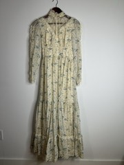 Vintage 1970’s Dress Women’s Ivory Floral Aline Prairie Cottage Core