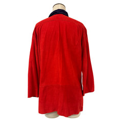 Vintage 1970s Nuance Suede Cowl Neck Navy & Red Top