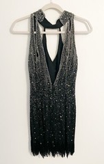 Vintage Riazee Boutique 100% Silk Black Beaded Evening Dress Size 10