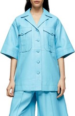 $350 TOPSHOP BOUTIQUE GENUINE SHEEP Leather Shirt JACKET BLUE 2 US 6 UK