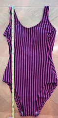 Vintage 80s Robby Len Magenta Black Textured One Piece Swimsuit Probable Sz S