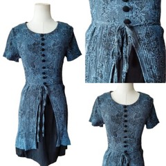 Vintage 1990s Rose All That Jazz Ruched Layered Navy Monochrome Mini Dress