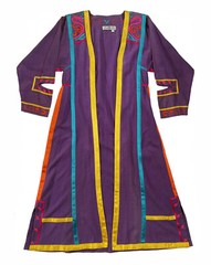 JOSEFA Caftan Duster Robe Purple Embroidered Cotton Mexican Vintage Size S