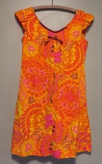 Vintage 1960s Surfside Sportswear Hawaii Dress Dayglo Tiki Sz 10 Floral Mod GoGo
