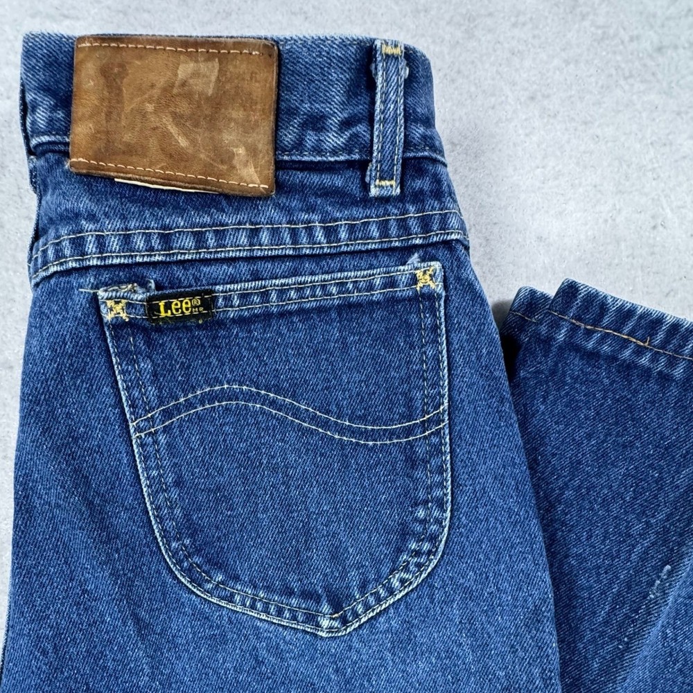 Vintage Lee High Waisted Mom Jeans Blue Tapered Made in USA Size 11 Med 27×28