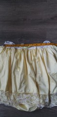 Yellow Satin Lingerie Bloomers Skirt Lace Sz S-L? Elastic Waist 22″-38″W READ