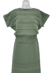 VTG Green Peruvian Connection 100% Pima Cotton Knitted Two Piece Skirt Set Peru