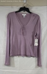 Vintage Y2K Calvin Klein Women’s Lavender Silk Knit Top Tie Front NWT Sz M